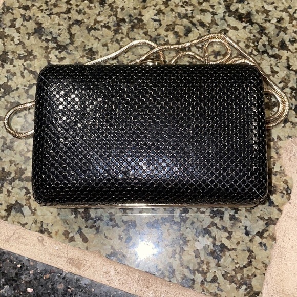 SONDRA ROBERTS Shoulder-Bag Box Clutch Hard-Case-Mesh Rhinestone Clasp Metallic - Picture 7 of 7